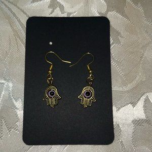 Handmade Purple Hamsa Earrings